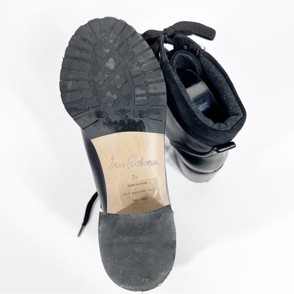 SAM EDELMAN Manchester Black leather & Suede Combat Style Lace up boot - Picture 4 of 7